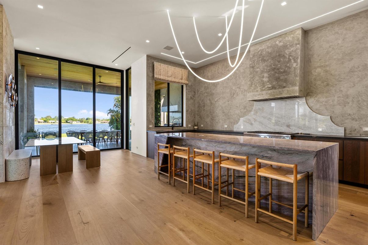 Interior, Pendant Lights, Recessed Lighting, Water, Wood Texture Flooring