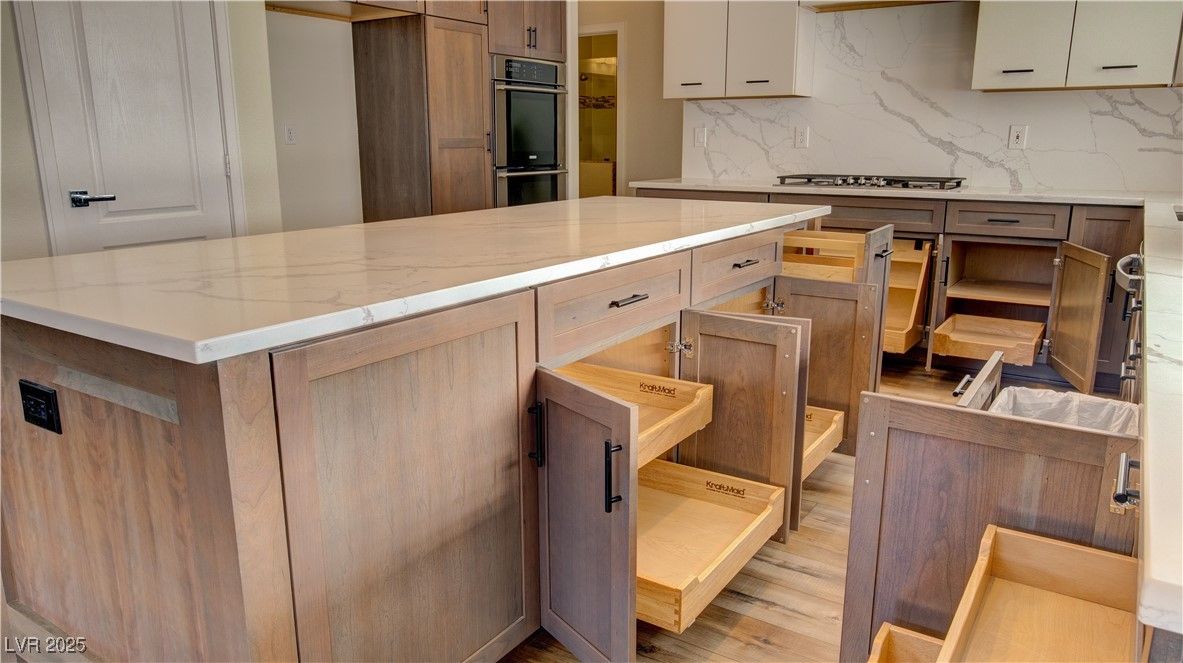 Interior, Kitchen, Marble Walls, Wood Texture Flooring