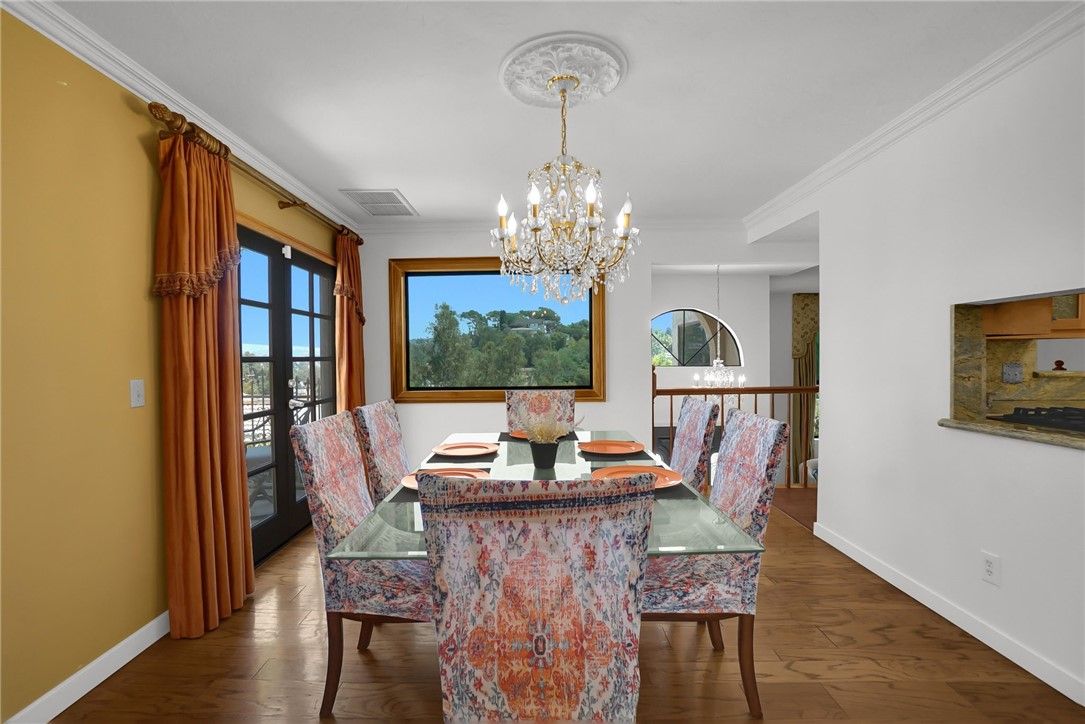Chandelier, Dining room, Interior, Wood Texture Flooring