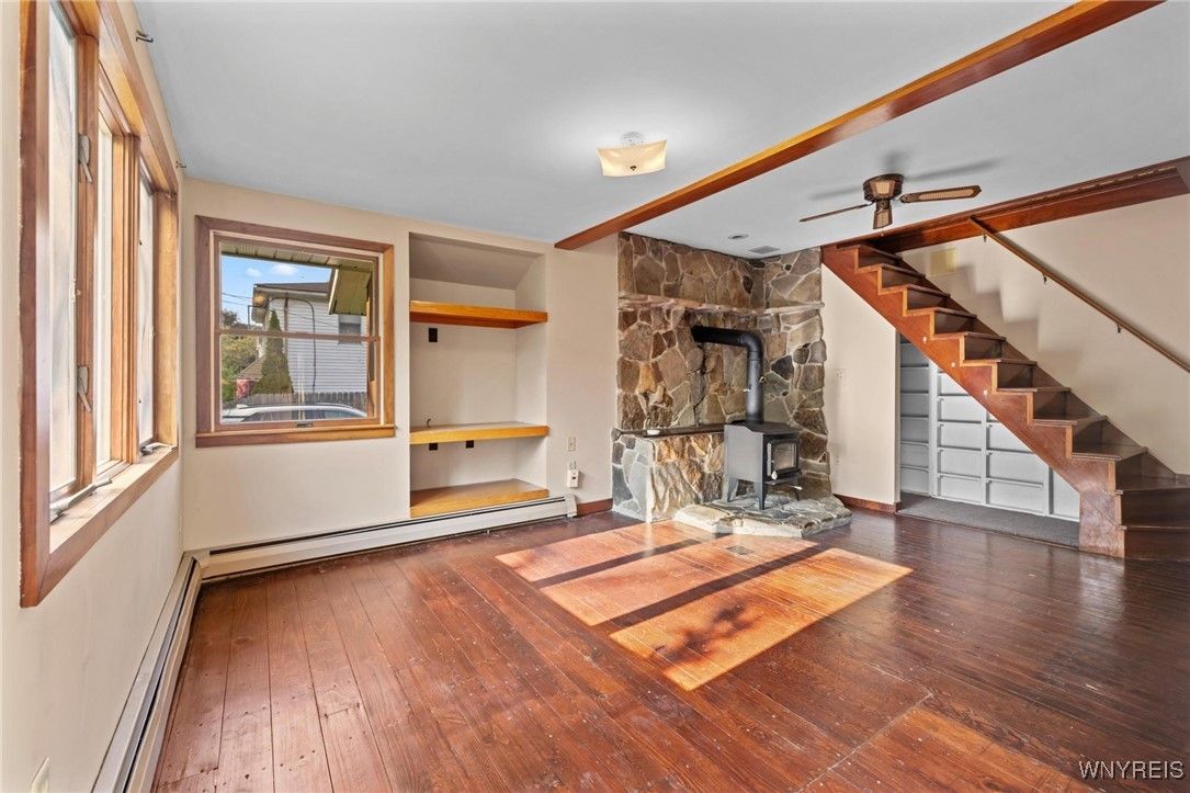 Fireplace, Interior, Stone Walls, Wood Texture Flooring
