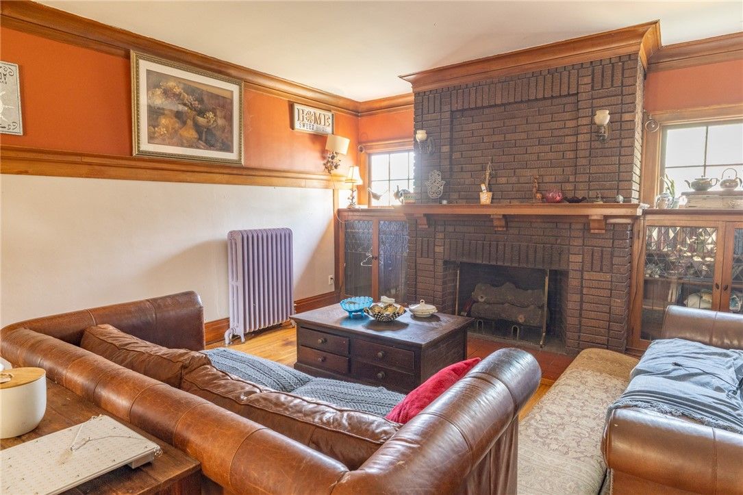 Fireplace, Interior, Living room, Stone Walls, Wood Texture Flooring