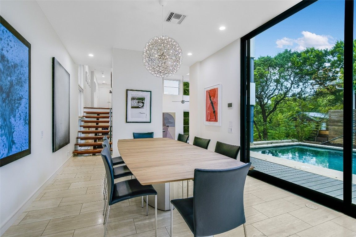 Chandelier, Dining room, Interior, Pendant Lights, Pool, Recessed Lighting