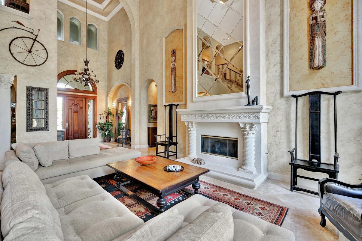 Fireplace, Interior, Living room, Pendant Lights