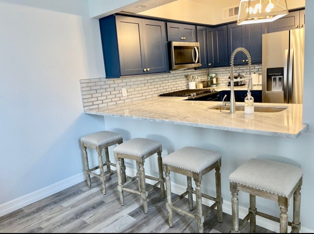 Interior, Kitchen, Stainless Steel Appliances, Wood Texture Flooring