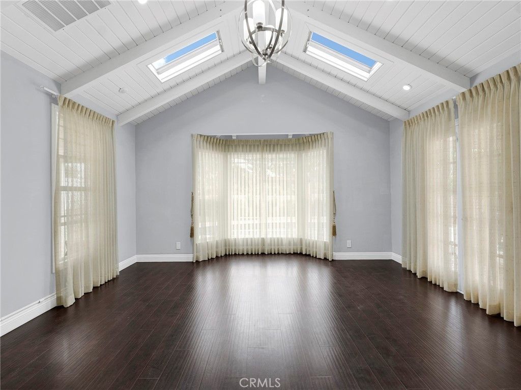Empty room, Interior, Pendant Lights, Recessed Lighting, Wood Texture Flooring