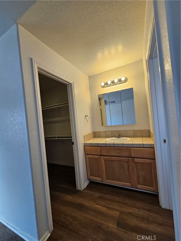 Bathroom, Interior, Tile Countertops, Wood Texture Flooring