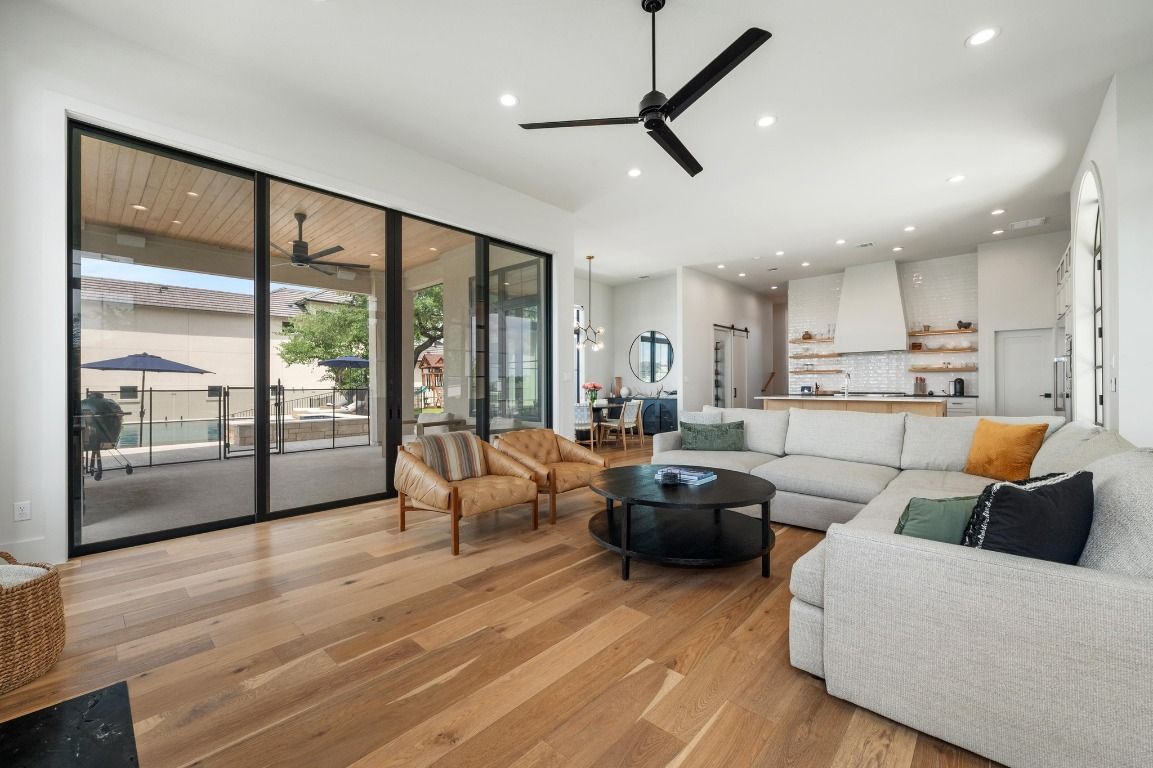 Dining room, Interior, Kitchen, Living room, Pendant Lights, Recessed Lighting, Wood Texture Flooring