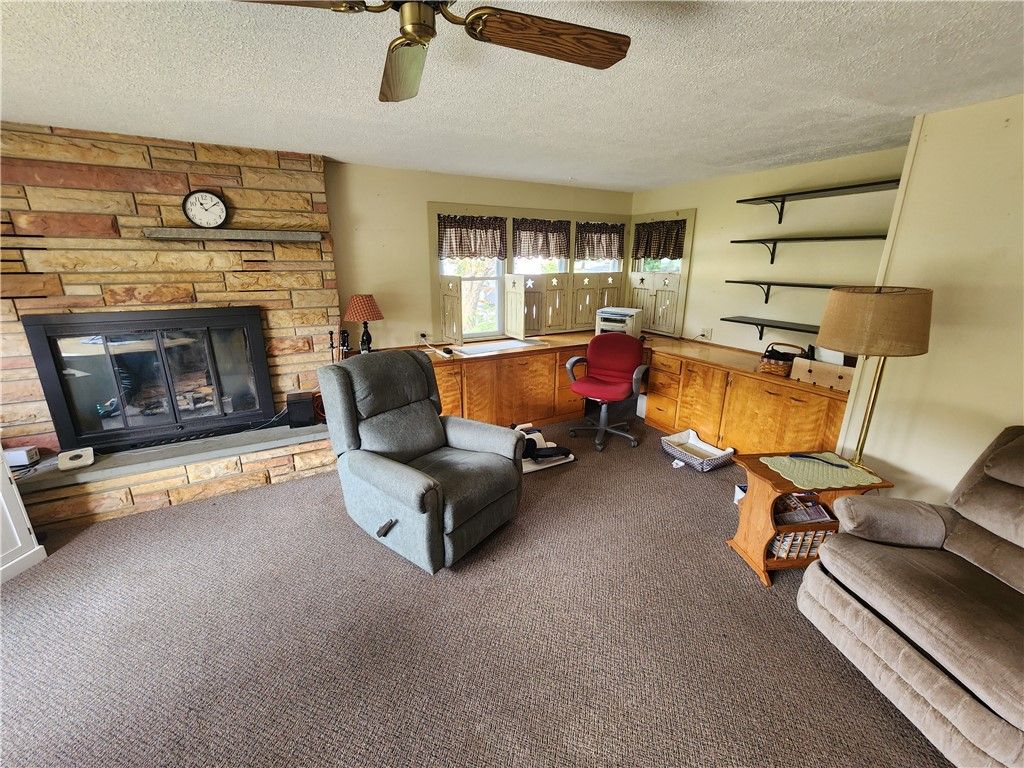 Fireplace, Home Office, Interior, Stone Walls
