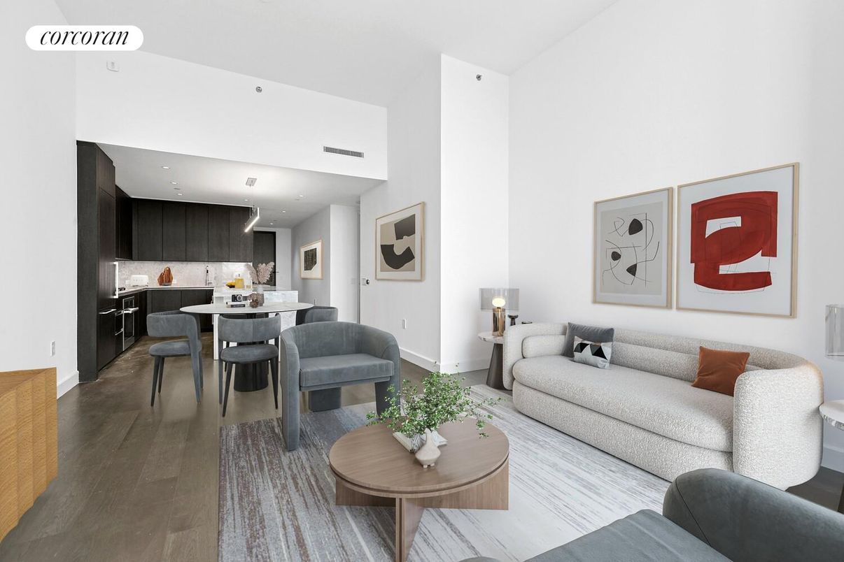 Dining room, Interior, Kitchen, Living room, Pendant Lights, Recessed Lighting, Wood Texture Flooring