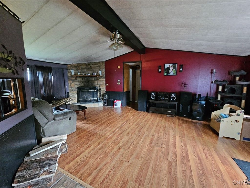 Fireplace, Interior, Stone Walls, Wood Texture Flooring