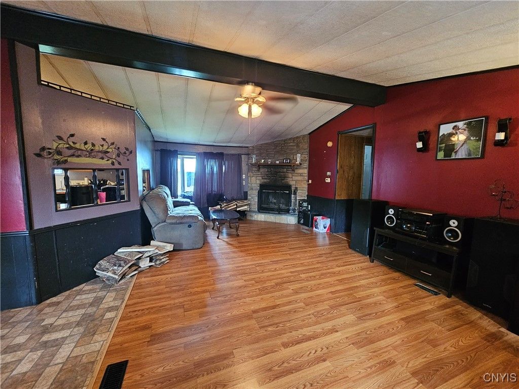 Fireplace, Interior, Stone Walls, Wood Texture Flooring