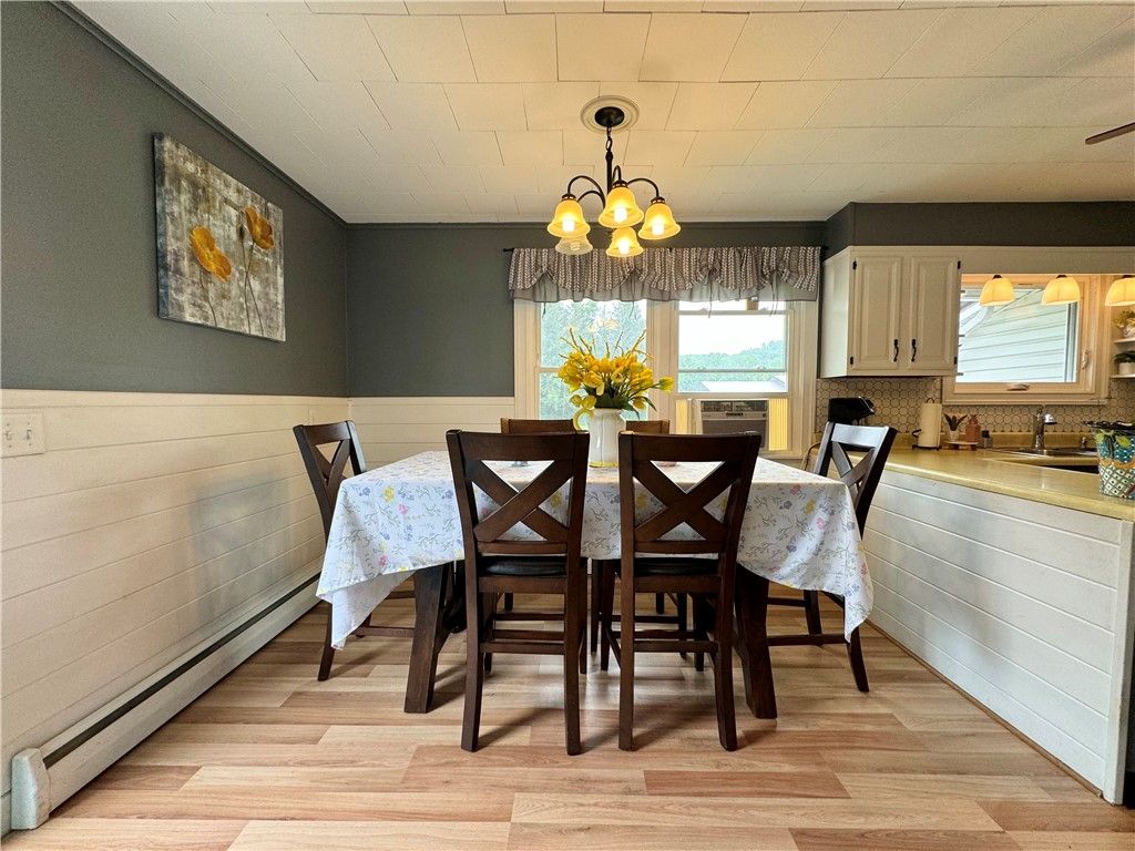 Chandelier, Dining room, Interior, Wood Texture Flooring