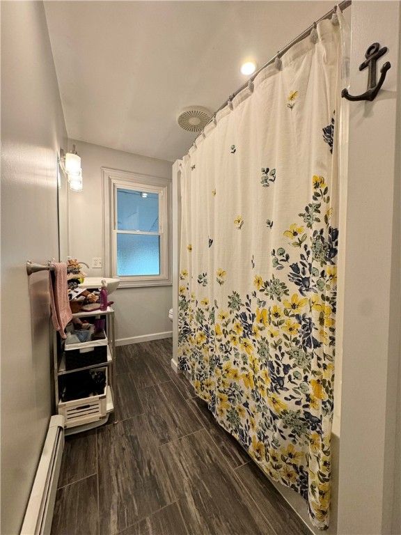 Bathroom, Interior, Recessed Lighting, Wood Texture Flooring