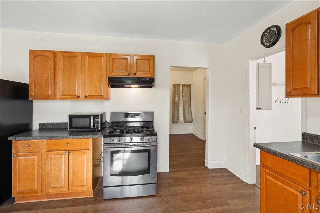 Interior, Kitchen, Stainless Steel Appliances, Wood Texture Flooring