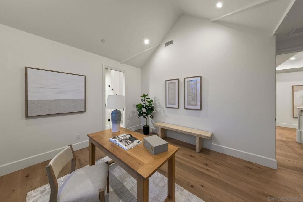 Home Office, Interior, Recessed Lighting, Wood Texture Flooring