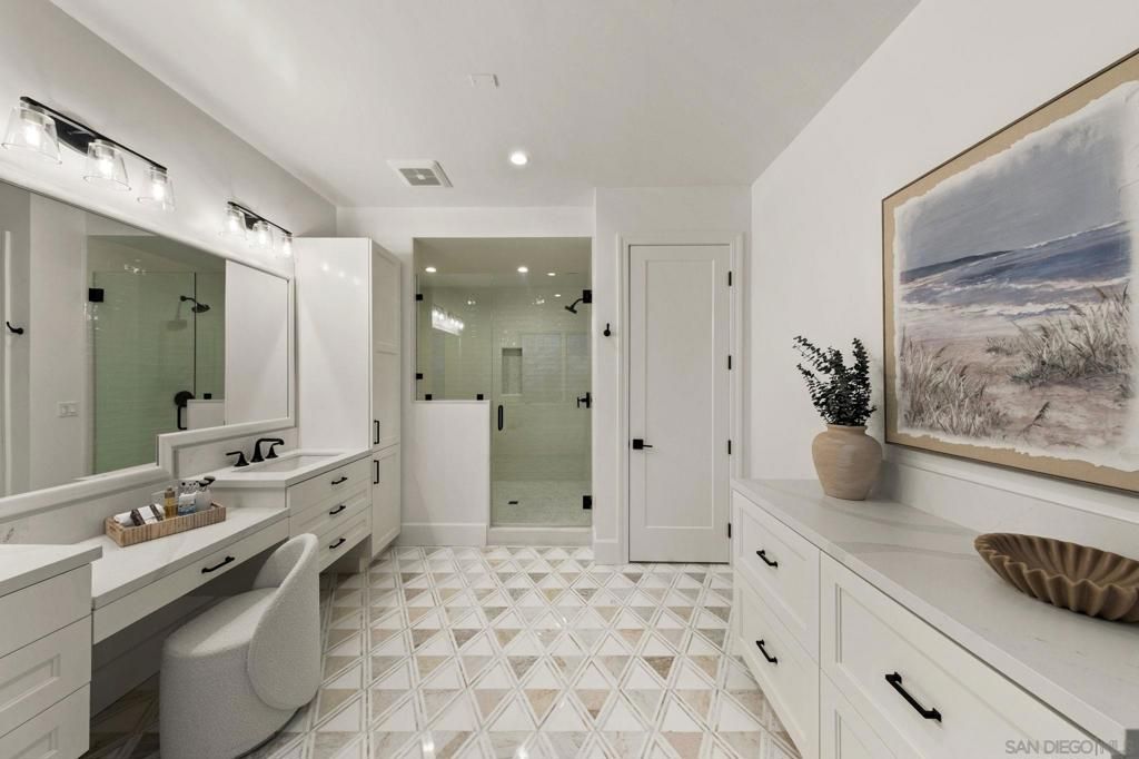 Bathroom, Glass Shower, Interior, Recessed Lighting