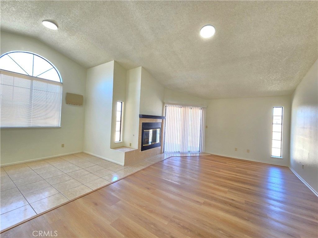 Empty room, Fireplace, Interior, Recessed Lighting, Wood Texture Flooring