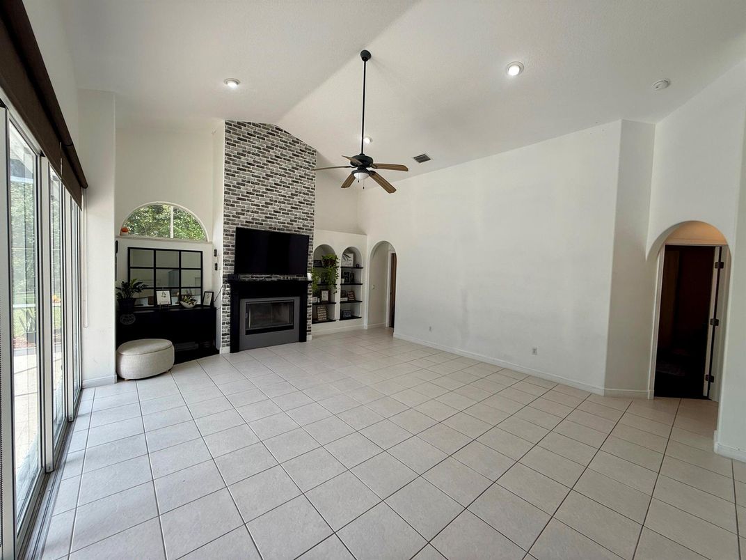 Empty room, Fireplace, Interior, Recessed Lighting