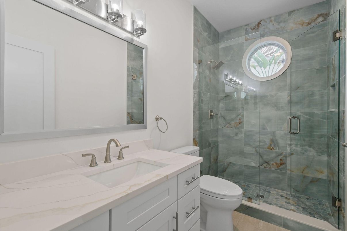 Bathroom, Glass Shower, Interior, Marble Walls