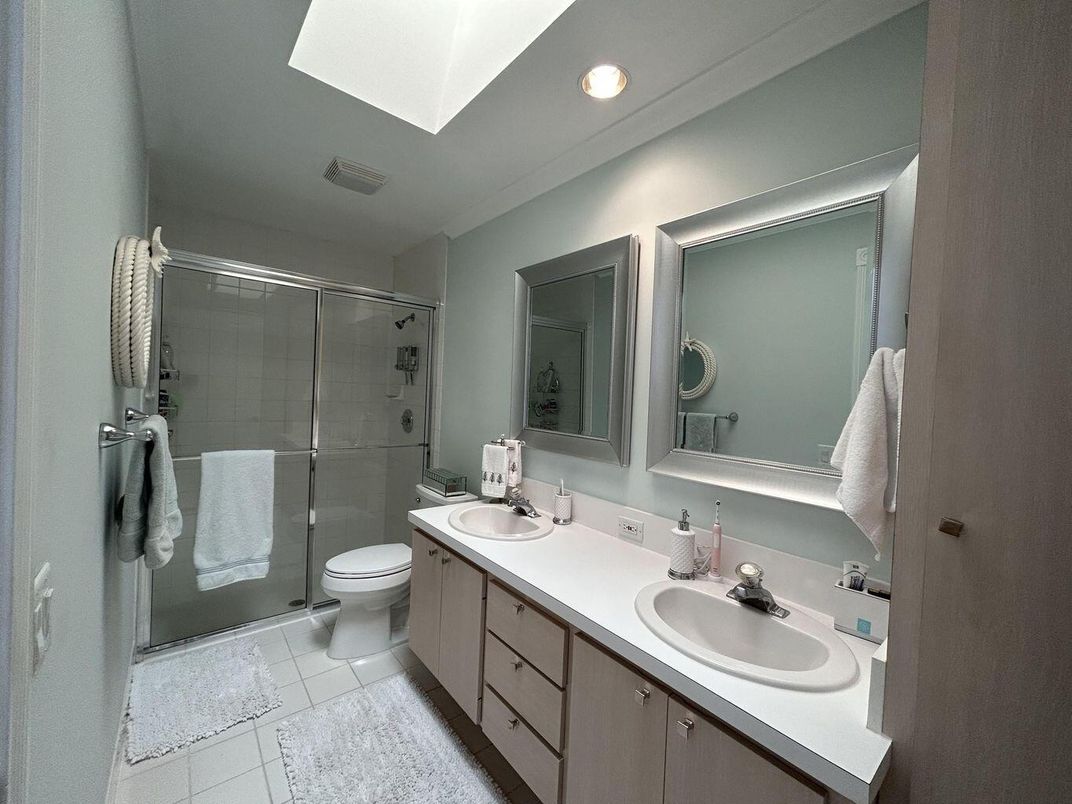 Bathroom, Dual Sink Vanities, Glass Shower, Interior, Recessed Lighting