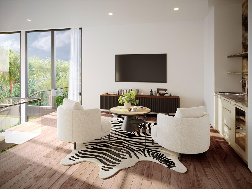 Interior, Living room, Recessed Lighting, Wood Texture Flooring