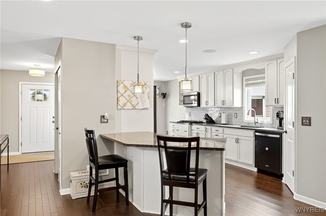 Interior, Kitchen, Pendant Lights, Recessed Lighting, Wood Texture Flooring