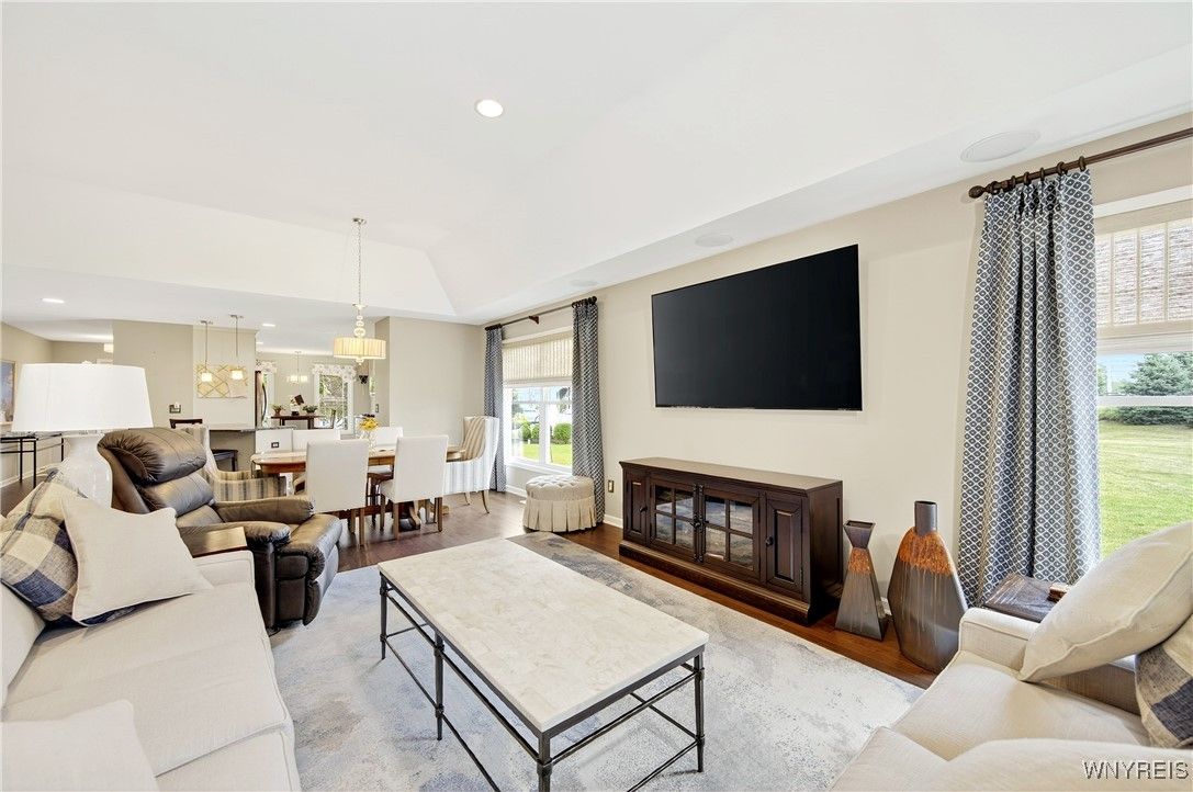 Dining room, Interior, Kitchen, Living room, Pendant Lights, Recessed Lighting, Wood Texture Flooring