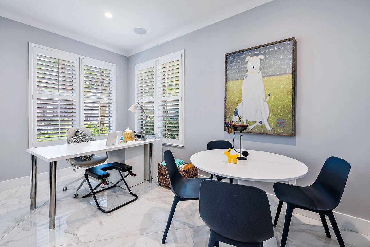 Home Office, Interior, Marble, Recessed Lighting