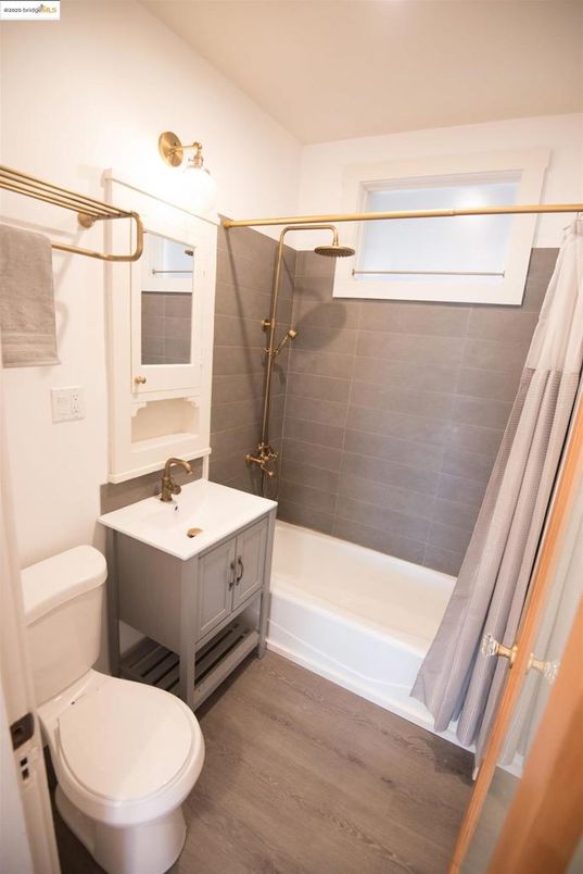 Bathroom, Glass Shower, Interior, Wood Texture Flooring
