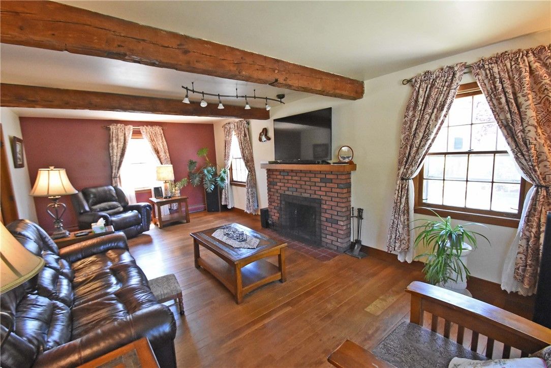 Fireplace, Interior, Living room, Wooden Beams, Wood Texture Flooring