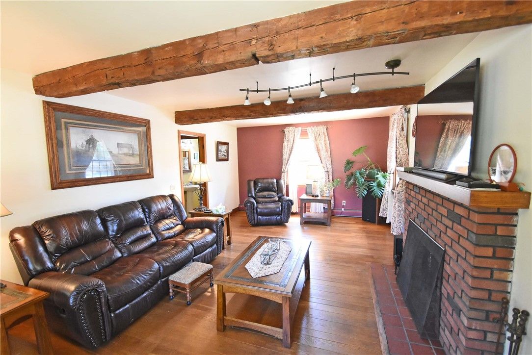 Fireplace, Interior, Living room, Wooden Beams, Wood Texture Flooring