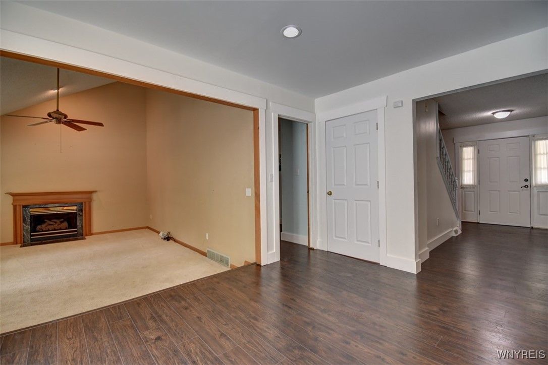 Empty room, Fireplace, Interior, Wood Texture Flooring