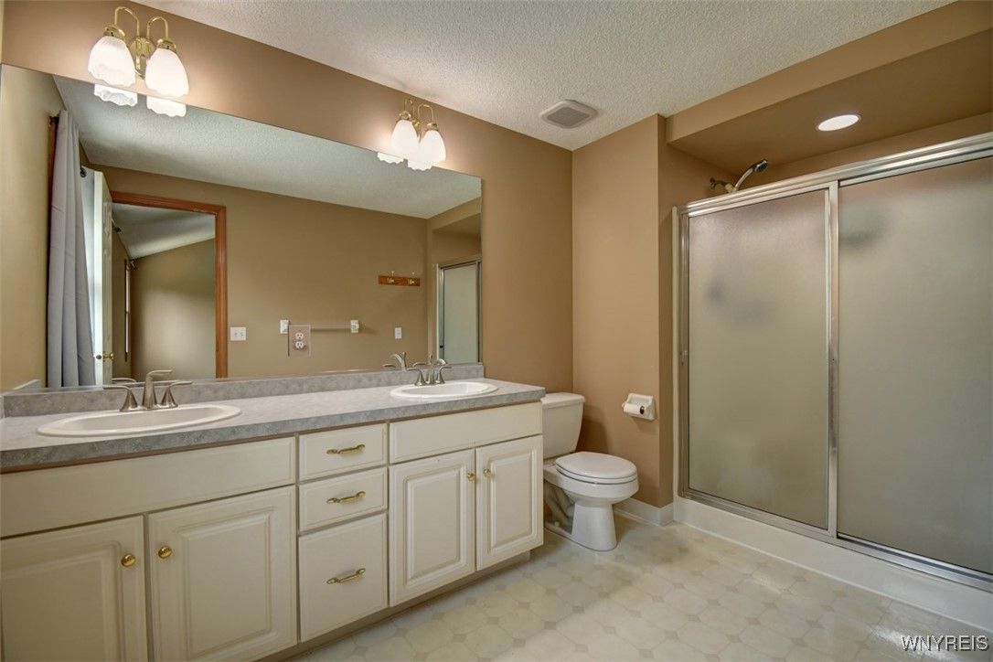 Bathroom, Dual Sink Vanities, Glass Shower, Interior, Recessed Lighting