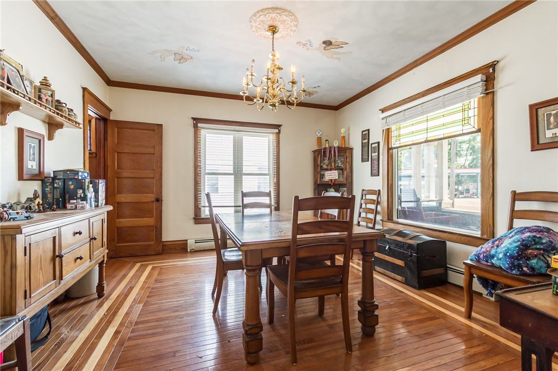 Chandelier, Dining room, Interior, Wood Texture Flooring