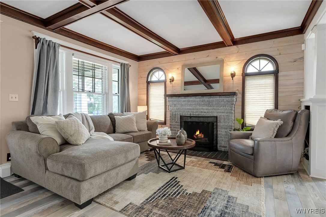 Fireplace, Interior, Living room, Wooden Beams, Wood Texture Flooring, Wooden Walls