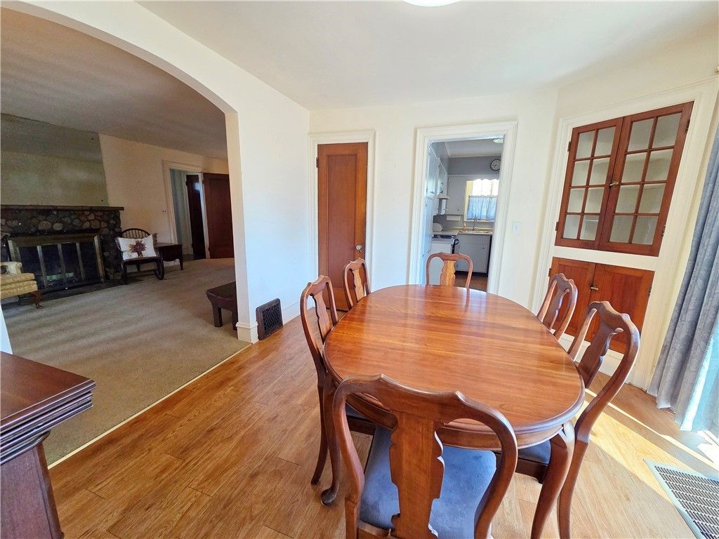 Dining room, Fireplace, Interior, Wood Texture Flooring