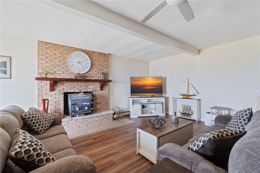 Fireplace, Interior, Living room, Stone Walls, Wood Texture Flooring