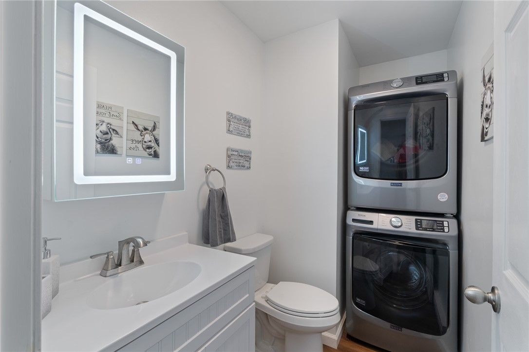 Bathroom, Interior, Washer, Wood Texture Flooring