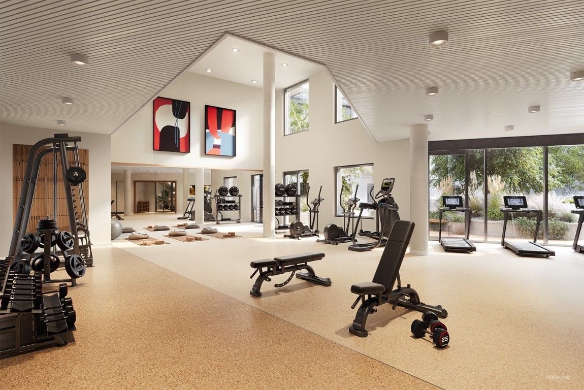 Fitness Equipment, Gym, Interior, Recessed Lighting