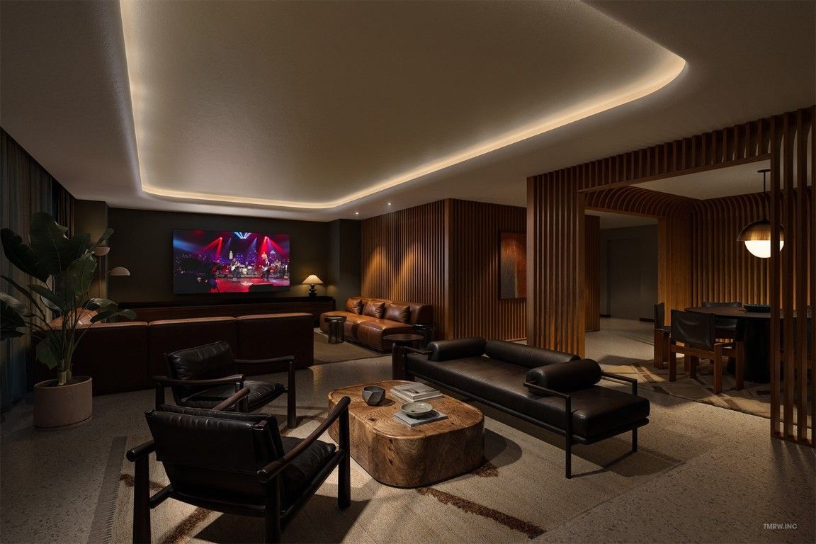 Dining room, Interior, Living room, Pendant Lights, Recessed Lighting, Theatre Room