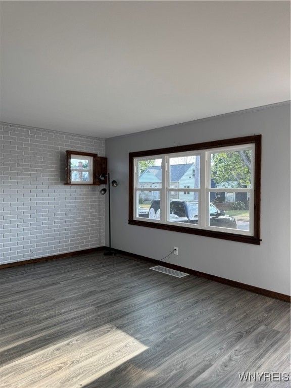 Empty room, Interior, Stone Walls, Wood Texture Flooring