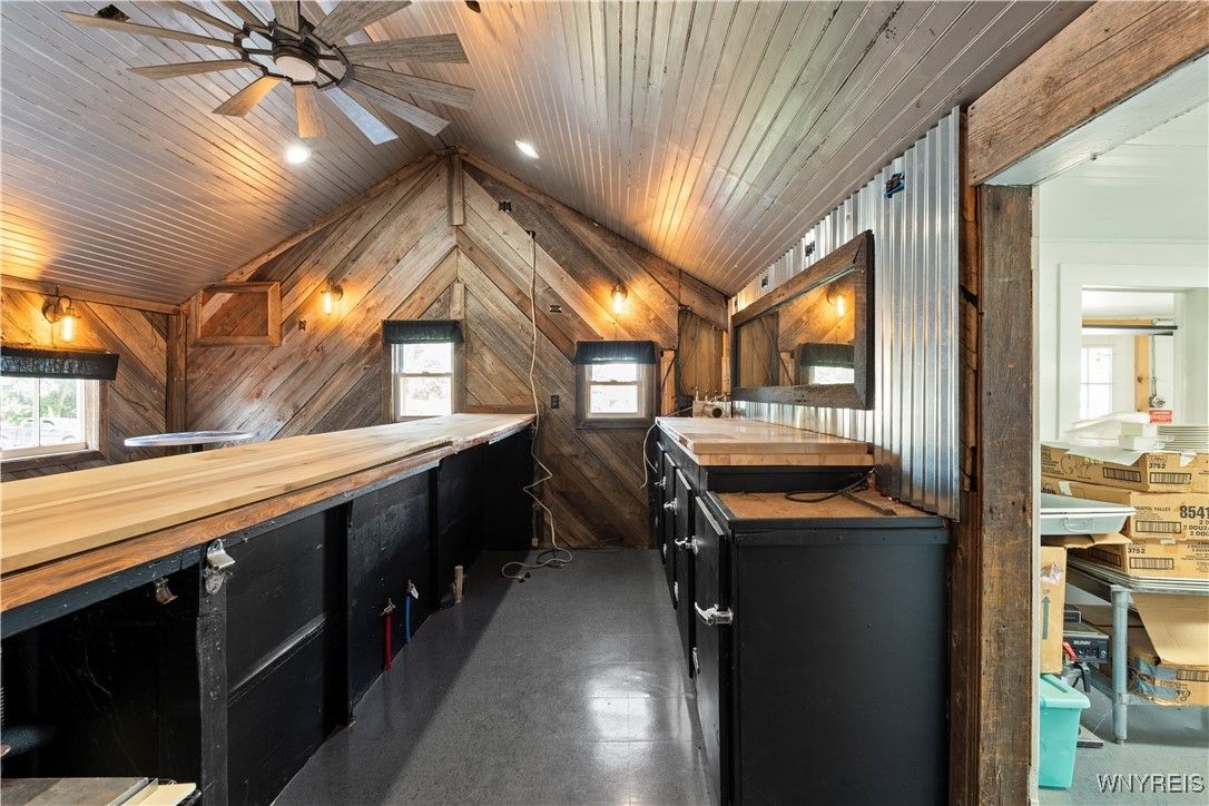 Interior, Kitchen, Recessed Lighting, Wooden Ceilings, Wooden Walls