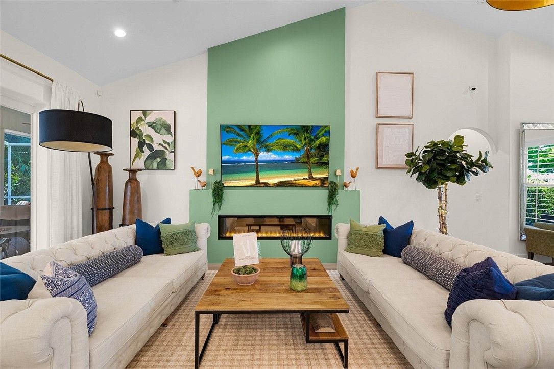 Fireplace, Interior, Living room, Recessed Lighting