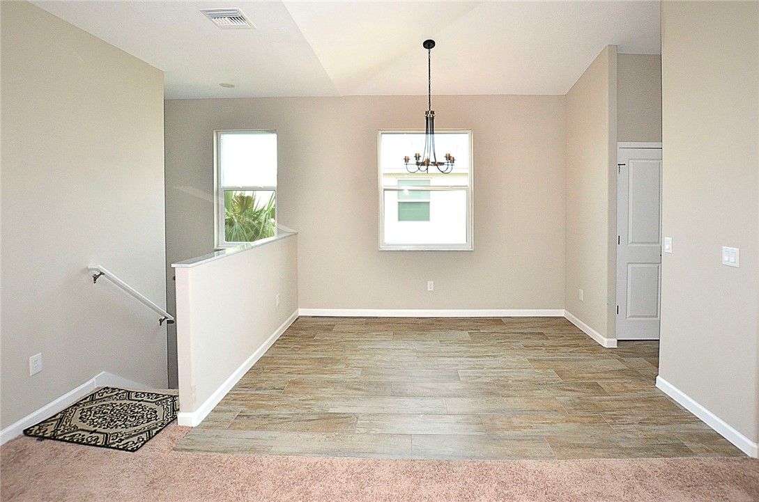 Empty room, Interior, Pendant Lights, Wood Texture Flooring