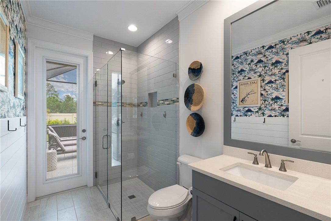 Bathroom, Glass Shower, Interior, Recessed Lighting