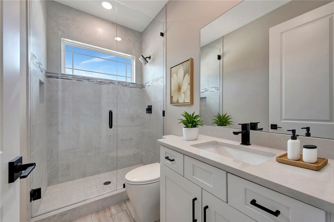 Bathroom, Glass Shower, Interior, Recessed Lighting