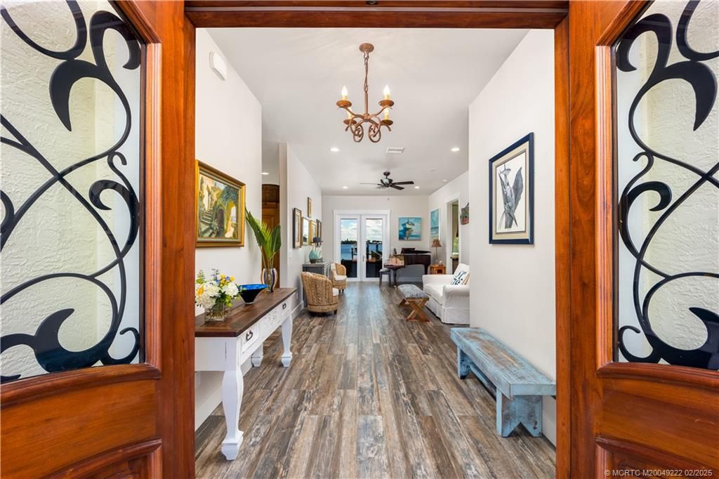 Chandelier, Interior, Living room, Recessed Lighting, Wood Texture Flooring