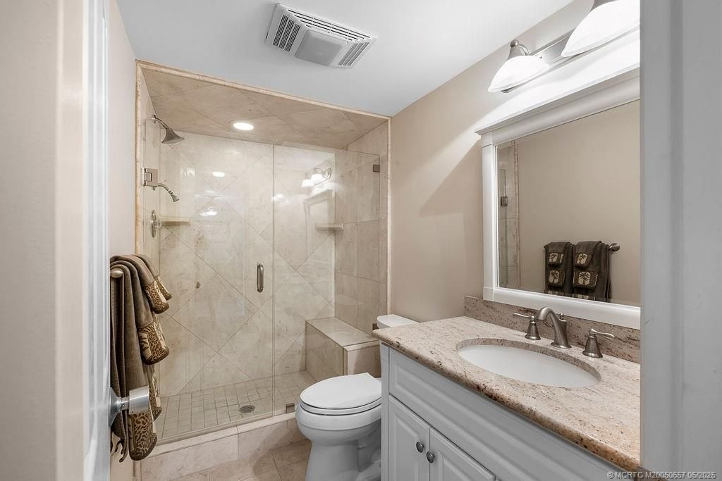 Bathroom, Glass Shower, Interior, Recessed Lighting