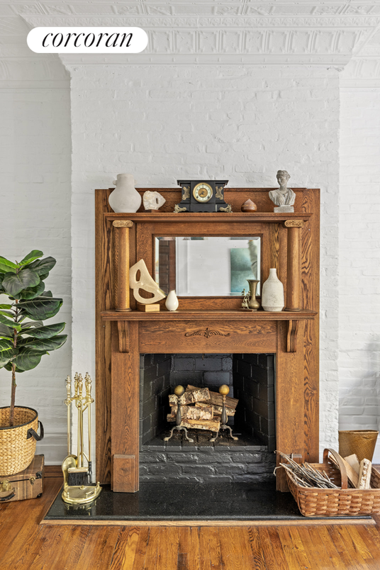 Fireplace, Interior, Wood Texture Flooring