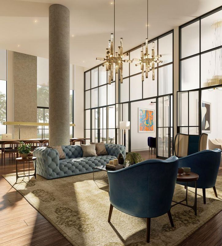 Interior, Living room, Pendant Lights, Recessed Lighting, Wood Texture Flooring